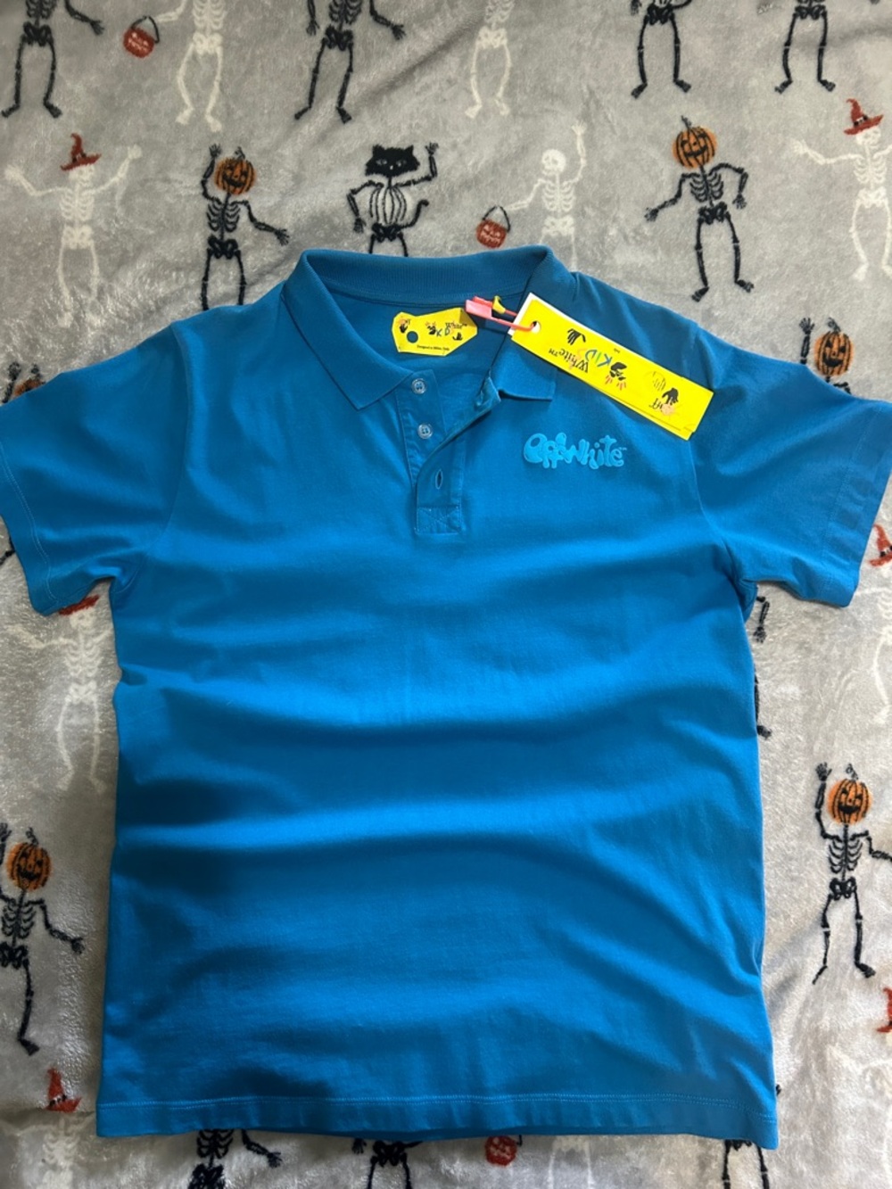 Off-White Kids Blue Polo Shirt with Back & Chest Logo
